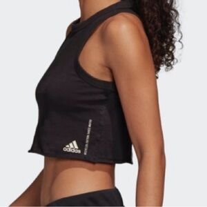Adidas racer back three stripe crop tank top. small